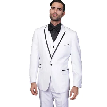 

Mens Suits with Pants Regular Fit 2020 3 Pieces Wedding Suits for Men White Jacket+Pants+Vest Groom Tuxedo Groomsmen Suits