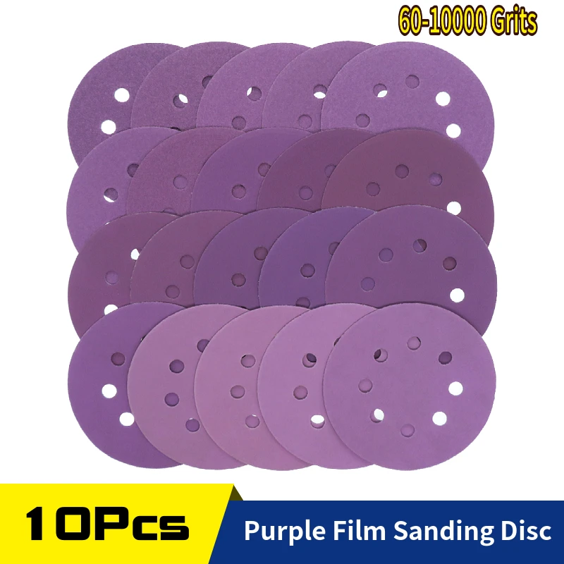 Toolant 5 Inch 9-Hole Sanding Discs 50-Pack - Hook & Loop, Zirconia, Compatible With Festool Sanders (60-800 Grit)
