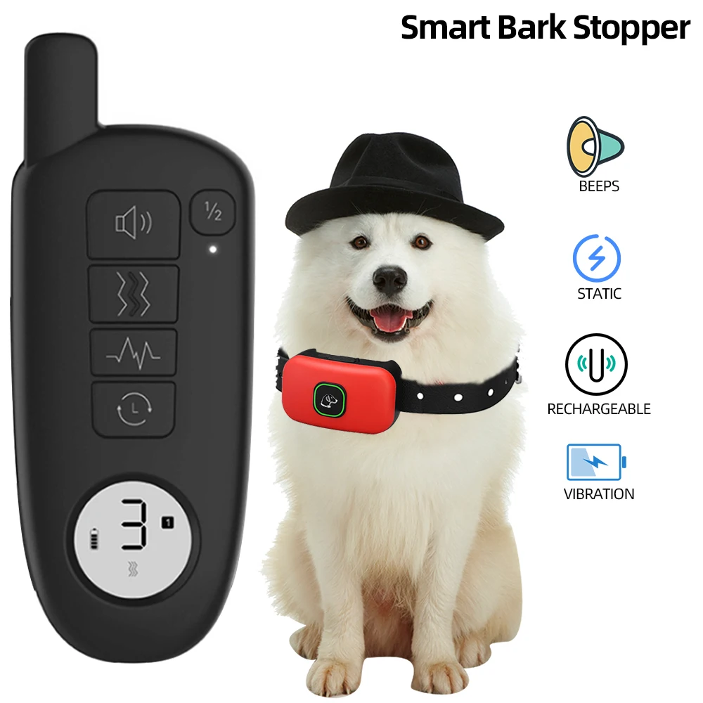 1000ft Range Dog Training Collar Waterproof Electric Shock Vibration Sound Dogs Bark Collar for Small Medium Large Dogs Trainer-3