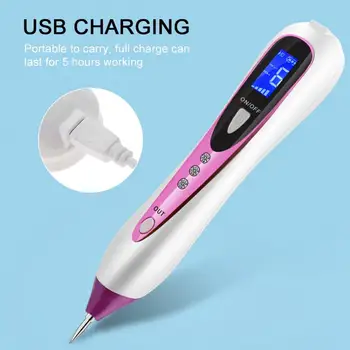 

LCD Display Laser Mole Removal Tool Electric Ion Freckle Dot Mole Spot Wart Tattoo Removal Pen Blue Photon Beatuty Skin