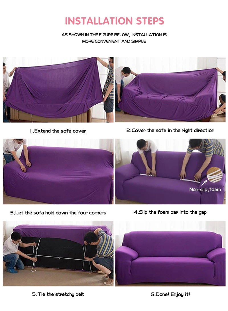 Elastic All-Inclusive Sofa Covers for Living Room, Covers For Sofas Chaise Lounge,Brushed,Pink Color 1/2/3/4 Seater Elastic All-Inclusive Sofa Covers for Living Room, Covers For Sofas Chaise Lounge,Brushed,Pink Color 1/2/3/4 Seater