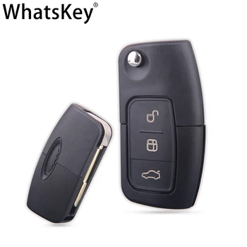

WhatsKey 3 Button Flip Key Shell For Ford Transit Galaxy C Max Ka Fiesta Mondeo 2 3 Focus Folding Car Key Case With HU101 Blade