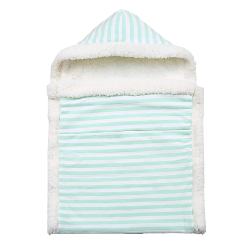 light green stripe Детское одеяло Bebe конверт спальный мешок для новорожденных Детское постельное белье одеяло s зимний теплый спальный мешок коляска обертывание - Цвет: light green stripe