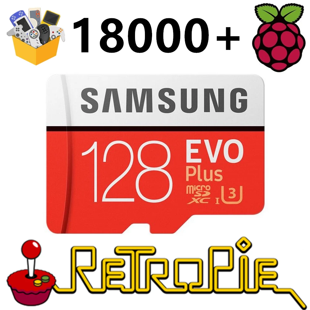 RetroPie sd-карта 128 ГБ для Raspberry Pi 3 B+ 18000+ игры 30+ Sytems Diyable Emulation Station игры предзагруженные Plug& Play