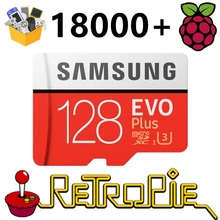RetroPie Thẻ SD 128GB Cho Raspberry Pi 3 B + 18000 + Tặng Trò Chơi 30 + Sytems Diyable Thi Đua Ga trò Chơi Đã Được Nạp Sẵn Plug & Play