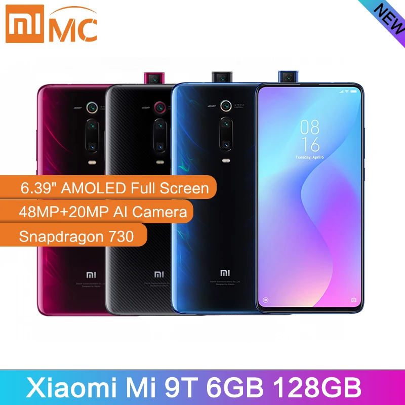 Pаспродажа Оригинальный Xiaomi mi 9T 6 ГБ 128 мобильный телефон Snapdragon 730 48MP AI сзади Камера 4000 мА ч, 6,39