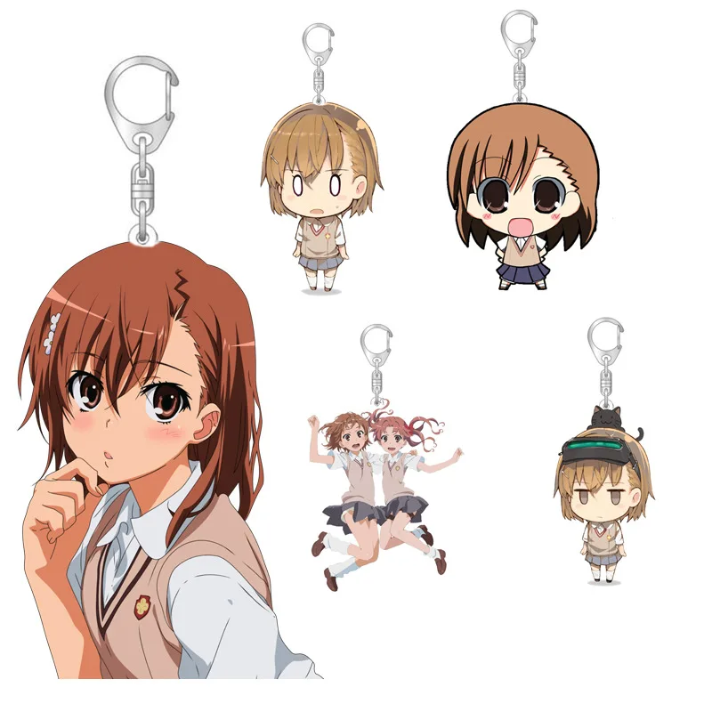Misaka Mikoto Woman Keychain Acrylic Charms Man Key Chain Men Pendant Ring Girls Holder Jewelry Llaveros Shirai Kuroko | Украшения и