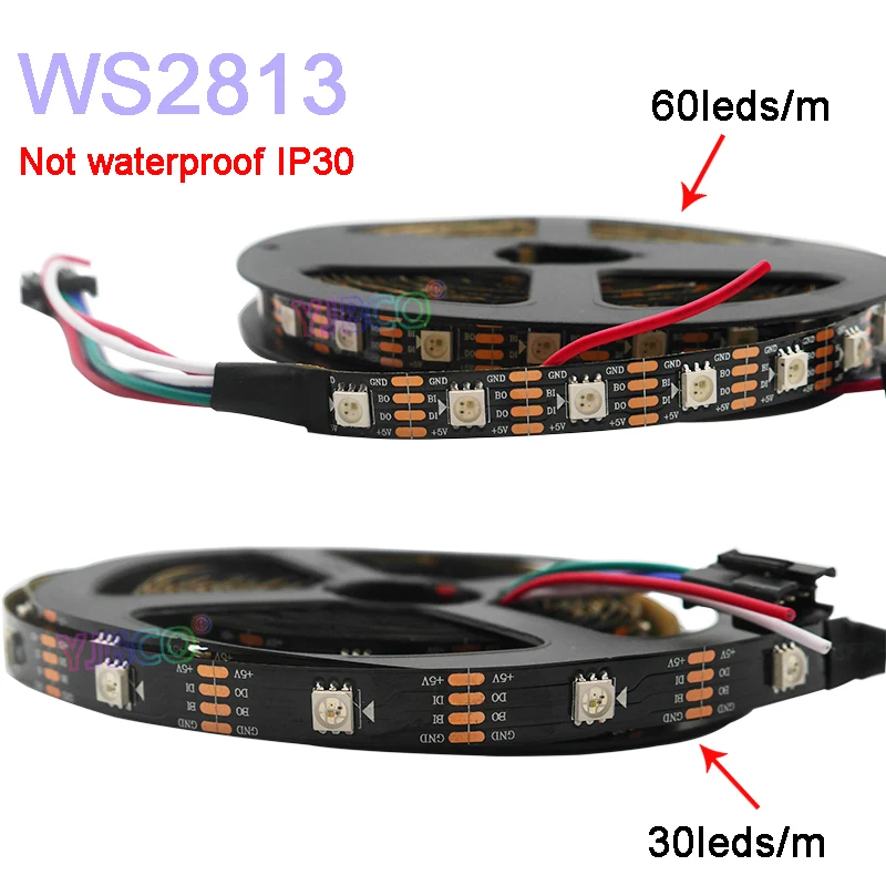 

Wholesale 5m/lot WS2812B 30/60 leds/m APA102 WS2813 Smart led pixel strip;DC5V;Black/White PCB;Not waterproof IP30