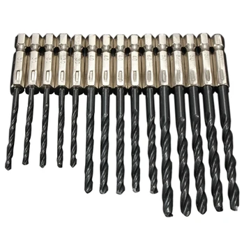 

GTBL 15 pcs High Speed Steel Titanium Coated Drill Bits Set 3 4 5 mm Hex Shank
