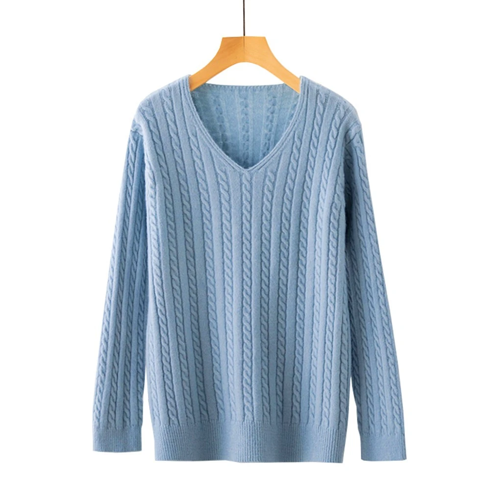 

CHAMSGEND Women Pull Sweaters Autumn Winter New Candy Color Harajuku Base Sweater Long Sleeve V Neck Loose Slim Female Tops 906