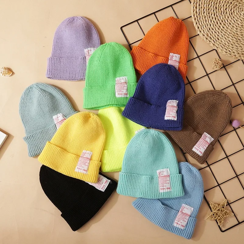 Детские шапки Skullies, зимняя детская шапка, вязаные детские шапки, шапка для младенцев, вязаная детская шапка в Корейском стиле, шапочки для