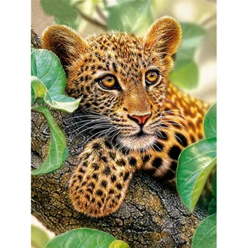 

DIY Diamond Painting Leopard Diamond Embroidery Animals Full Round Drill Picture of Rhinestone Home Decoration