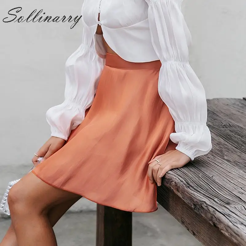 Sollinarry, элегантные летние короткие женские юбки, модные свободные мини юбки с оборками, юбки с высокой талией, женские пляжные юбки в стиле бохо