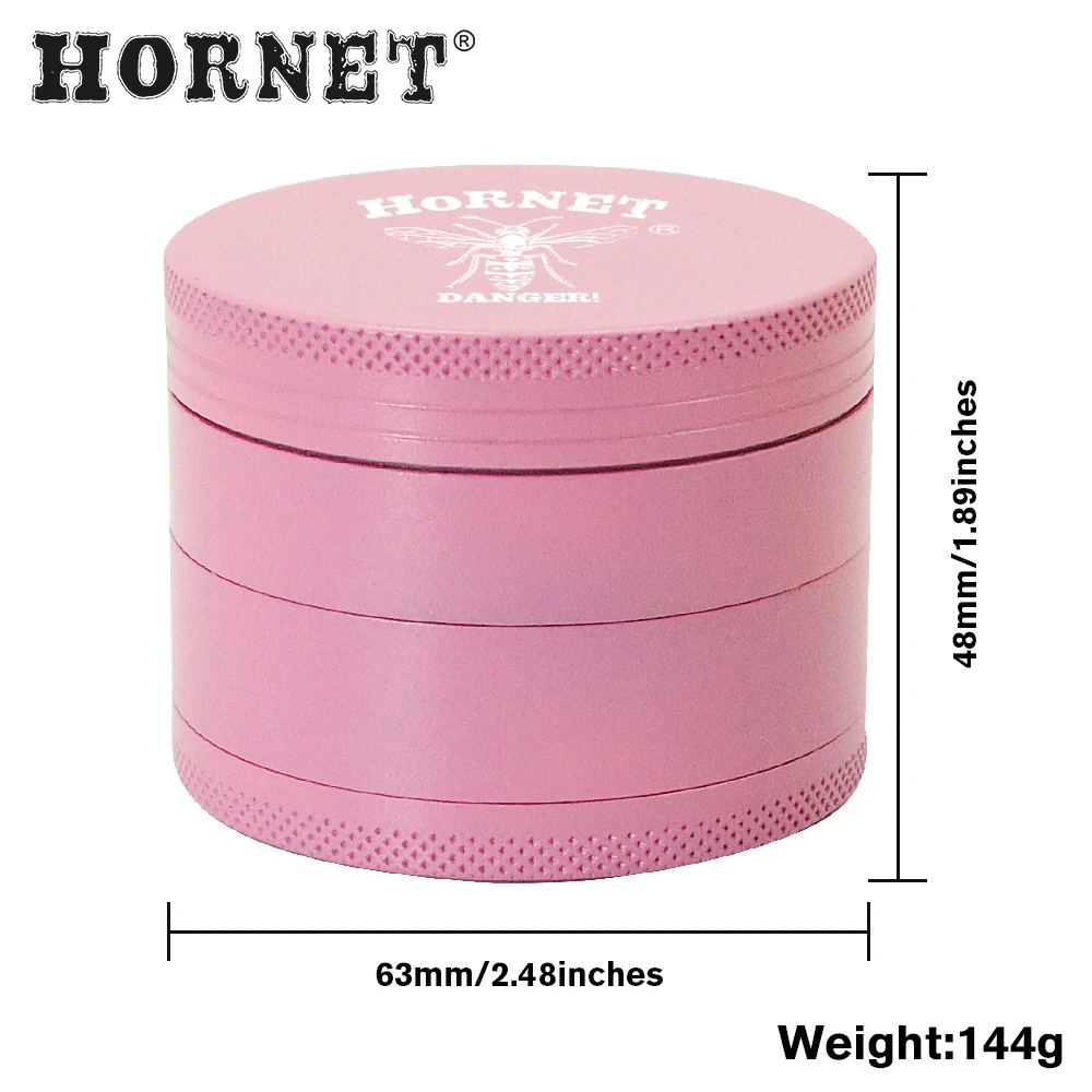 HORNET Aluminum 63MM 4 Layers Tobacco Herb Grinder Metal Non-Stick Smoking Herb Spices Grinder Crusher Smoke Accessories