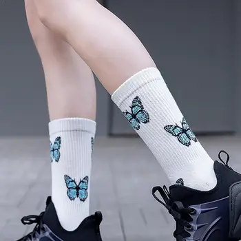 

New Butterfly Socks High Quality Streetwear Harajuku Women Crew Cotton Comfortable Cute Summer and Spring Socks Fashion Fun Q0E0