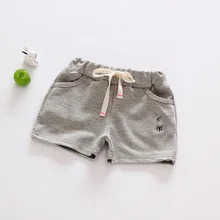 Модные детские штаны; Повседневная летняя одежда для маленьких мальчиков и девочек; однотонные детские хлопковые шорты с вышивкой и эластичной резинкой на талии