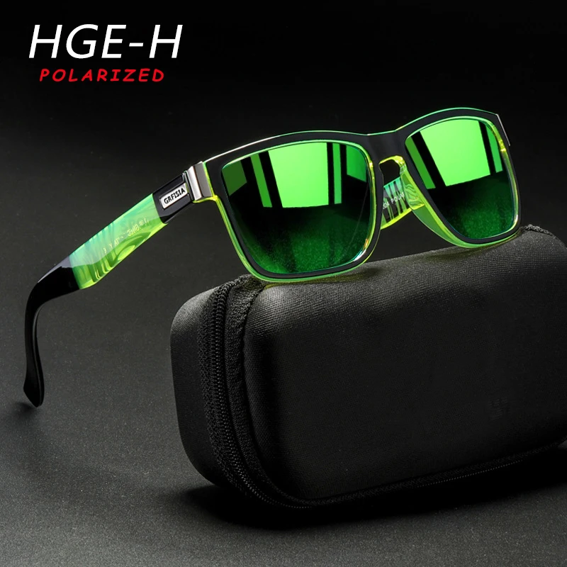 HGE-H, спортивные, стильные, поляризационные солнцезащитные очки, мужские, очень классные, цветные, квадратные, солнцезащитные очки,, УФ, фотохромная линза, очки для вождения