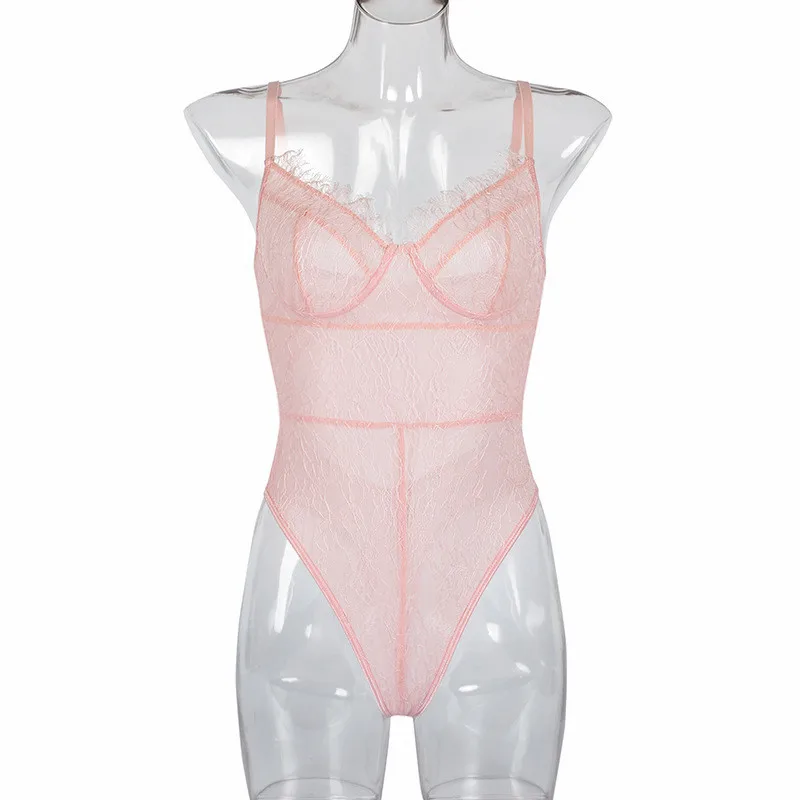 pink lace bodysuit women05