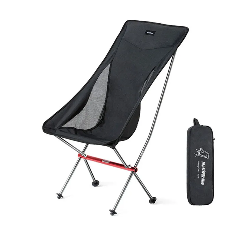 Naturehike открытый портативный складной кемпинг стул сверхлегкий алюминиевый сплав стул кемпинг мебель рыбалка барбекю пляжное кресло - Цвет: black
