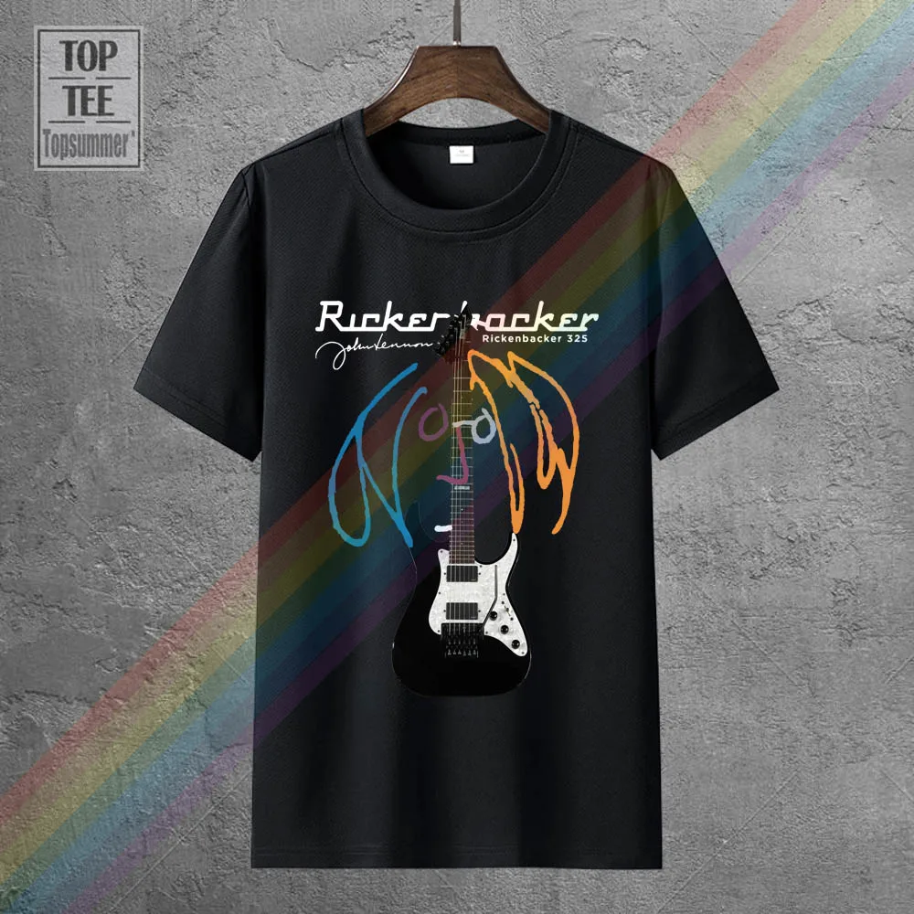 Горячая Распродажа мода 2018 футболка John Lennon Rickenbacke Guitar мужские черные рубашки S