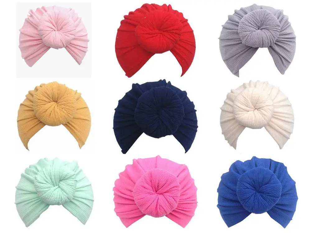 Kids Soft Corn Knotted Turban Elastic Donut Round Cap Beanies Stretch Headband Boy Girls Hair Band Hat Headwraps Headwear FD6636 | Детская