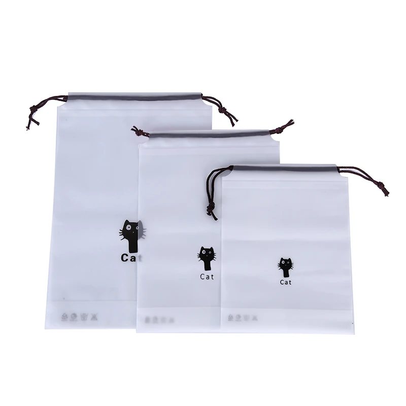 3 шт Водонепроницаемый Кот drawstring сумки косметическая коробка дорожный мешочек для хранения