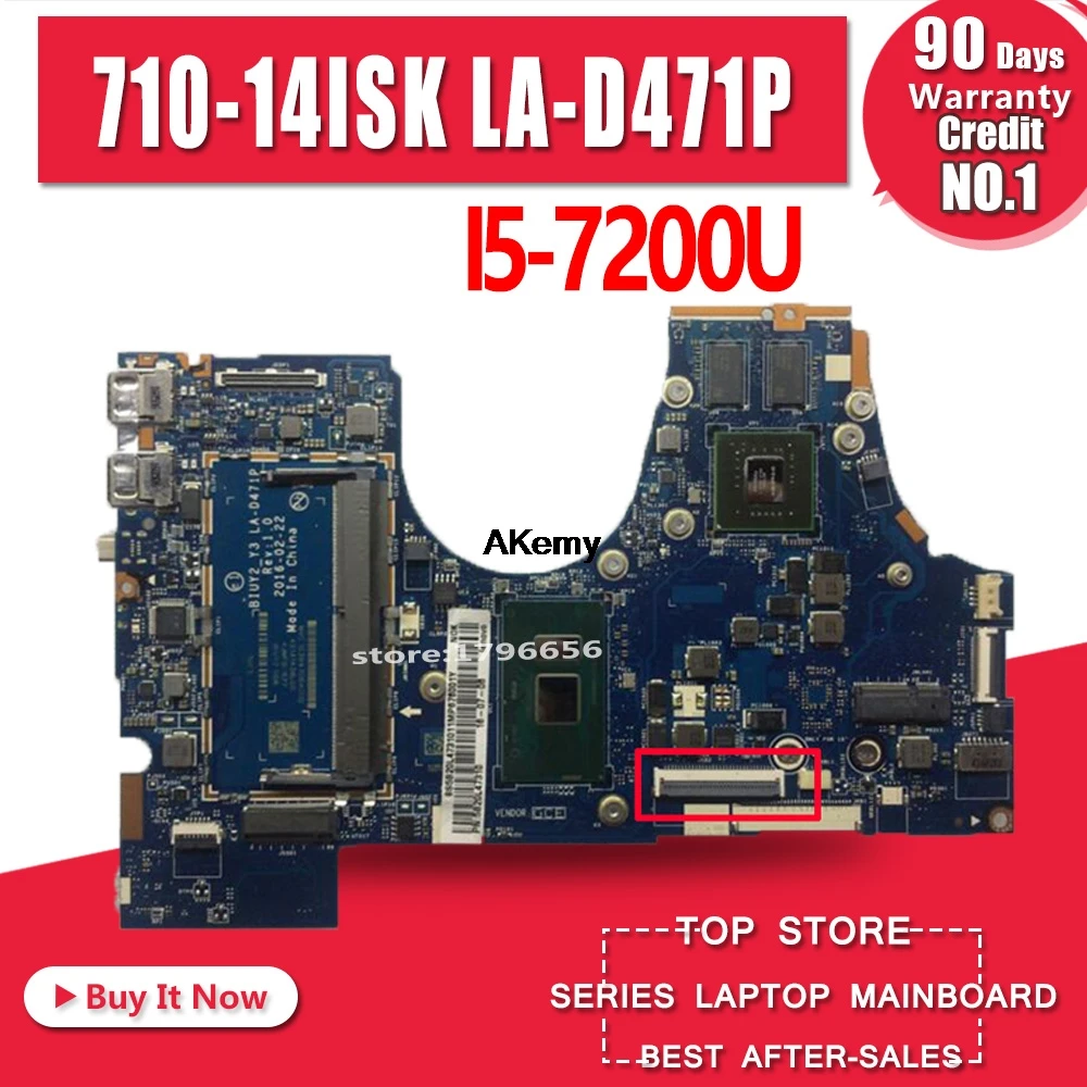 МБ 5B20M14177 для lenovo 710-14ISK Материнская плата ноутбука BYUY2_Y3 LA-D471P SR2ZU I5-7200U N16S-GTR-S-A2 DDR4 тестирование