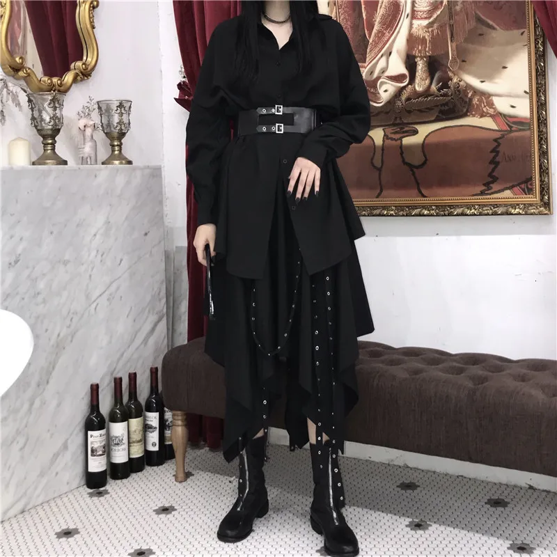 SuperAen, одноцветные европейские женские комплекты, рубашки с длинным рукавом, женские хлопковые повседневные асимметричные юбки,, весна и осень