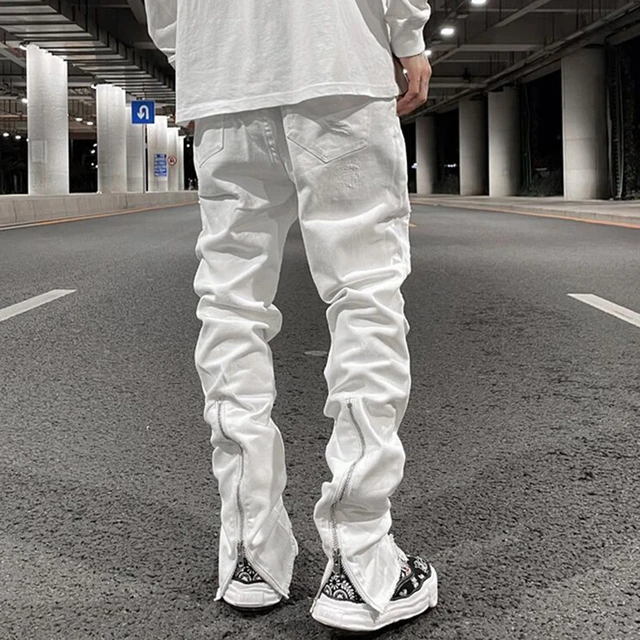 Mens Blue Jeans For Guys Knee Ripped Slim Fit Skinny Man Torn Pants Orange  Patches Wearing Biker Denim Light Stretch Motorcycle Male Rip From Mooncn,  $68.74 | DHgate.Com