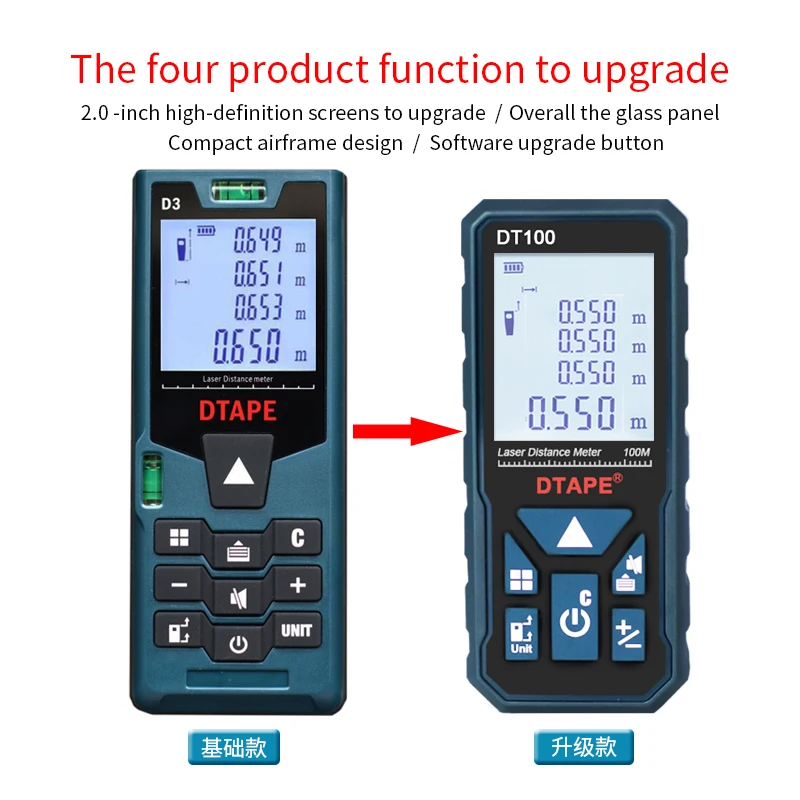 DT50-120 2,0 дюймовый ЖК-экран с подсветкой, цифровой лазерный дальномер, дальномер, Одноместный непрерывный диапазон/измерение по пифагору