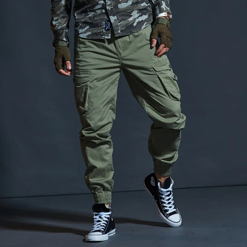 High Quality Khaki Casual Pants Men Tactical Joggers Camouflage Cargo Pants Multi-Pocket Fashions Black Army Trousers Work Wear 5
