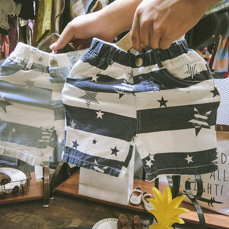 

Baby Summer Casual Pants BOY'S Children New Style Shorts Thin Infant Small tong zhong ku Childrenswear Hairband Belt