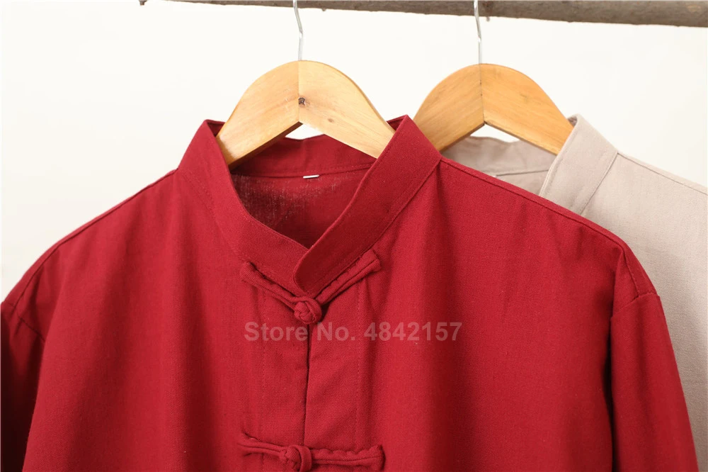 Хлопковые Льняные китайские традиционные костюмы Тан костюм для мужчин ретро винтажная куртка рубашка узел пуговица Мандарин Воротник топы наряды