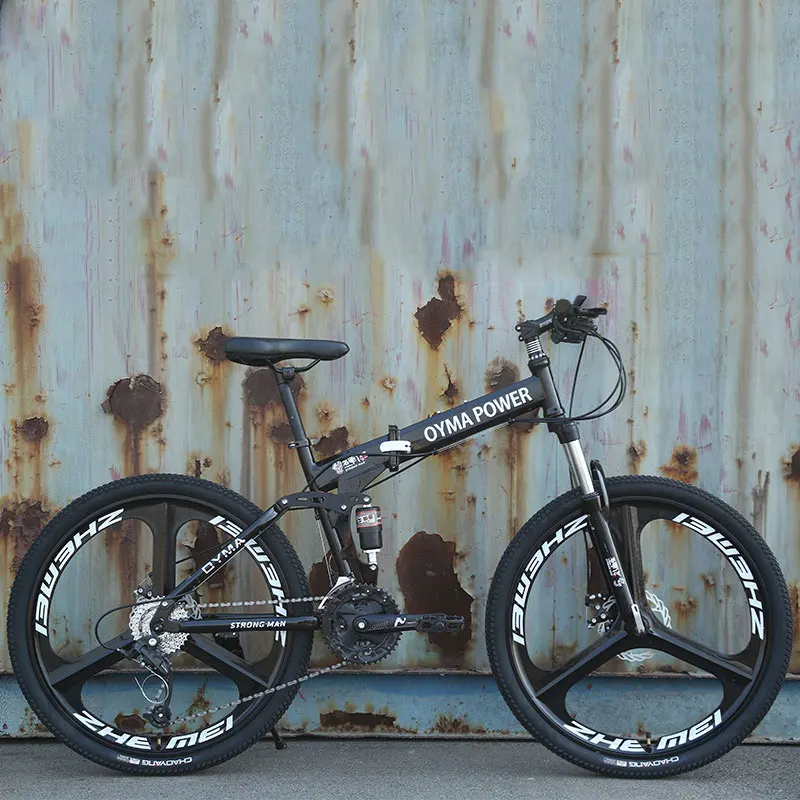 Folding Mountain Bike 26 Inches Double Disc Brake 21/24/27 Speed Shock Absorption for Adult Student