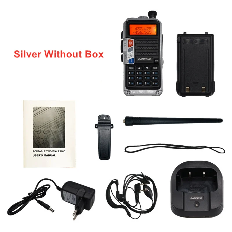 Обновление Baofeng UV-5R Pro Walkie Talkie 8 Вт Высокая мощность двухстороннее радио двухдиапазонный УКВ переносной венгтинг CB любительская радиостанция 10 км Comunicador 128CH 2800Ah портативный приемопередатчик беспроводной домофон - Цвет: Silver Without Box