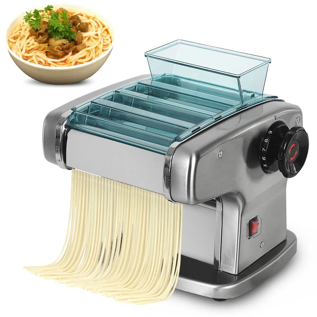 Electric Pasta Maker, Household Noodle Making Machine Dough Spaghetti Roller Pressing Machine with 2.5mm Noodle Cutter, Stainless Steel, 135W 5kg/h