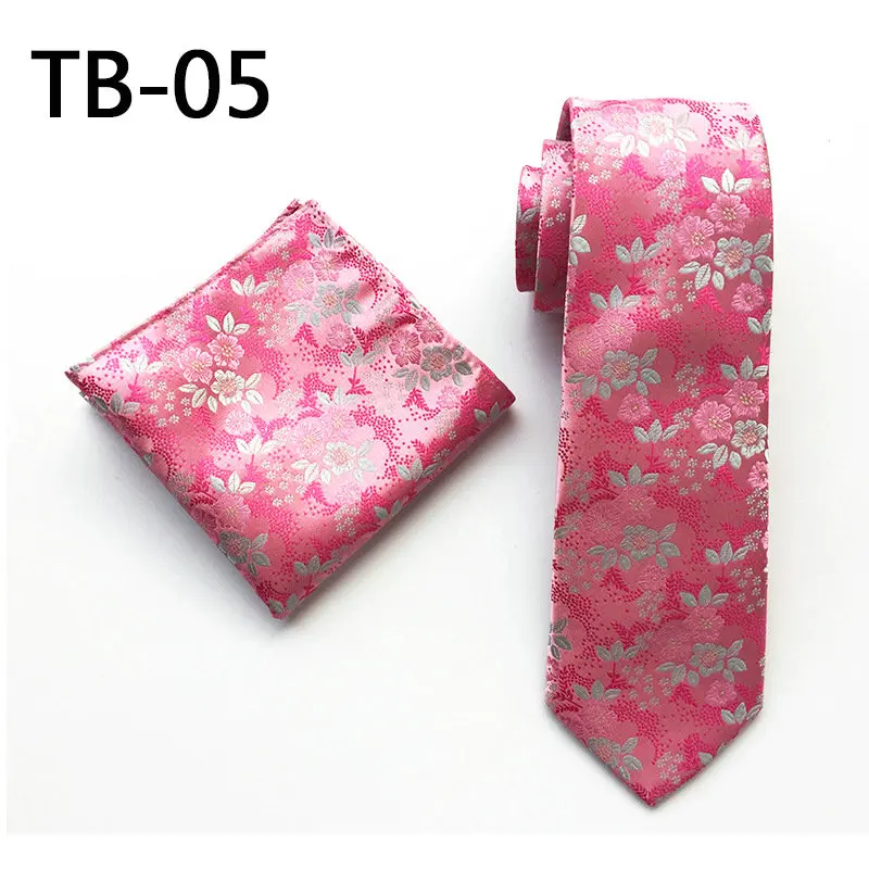 Neck Tie Set Британский мужской галстук с цветочным узором, Свадебный деловой платок, носовой платок, винтажные Новые вечерние галстуки из шелка с цветочным узором, квадратный жаккардовый галстук на шею - Цвет: Neck Tie Set