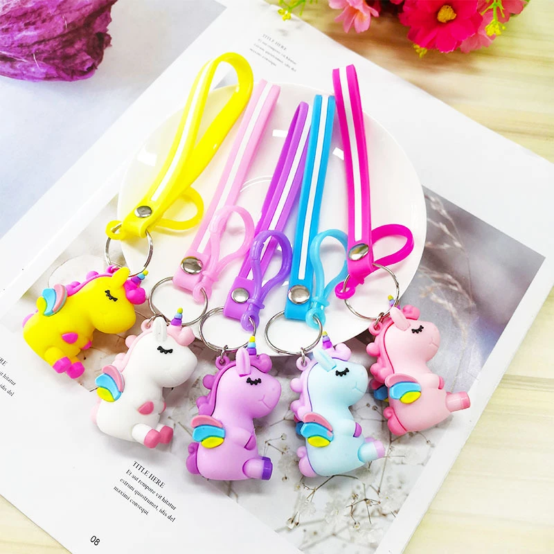 Creative Cartoon PVC Unicorn Doll Keychains For Women Men Home Keychain Car Key Ring Bag Wallet Pendant Gifts Fashion Jewelry | Украшения и