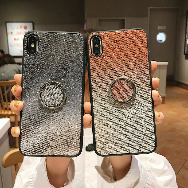 Bling Finger Holder Glitter Case For Huawei P30 P20 Pro Mate 20 10 lite Honor 9 8X 8C Nova3i 4 Y9 Y7 Y6 2019 P smart Plus | Мобильные