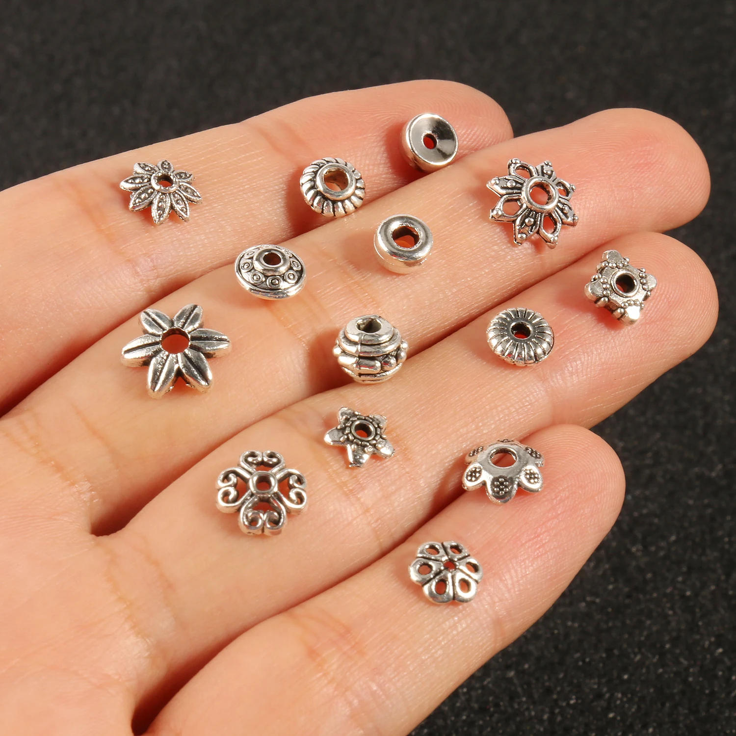 

Antique Tibetan Silver Color Metal Bead End Caps Rondelles Loose Spacer Beads for Jewelry Making DIY Charms Bracelet Accessories