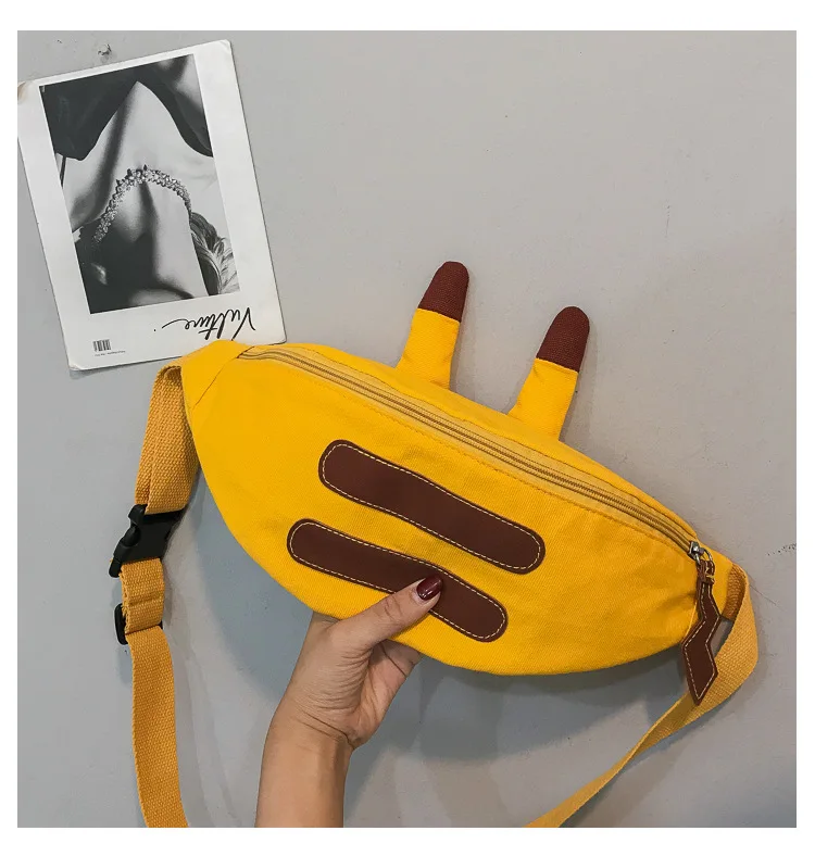 Мультяшная милая сумочка на пояс для девочек поясная сумка для женщин Холщовая Сумка с нагрудным ремнем Nerka дорожные сумки через плечо женские повседневные поясные сумки - Цвет: Цвет: желтый
