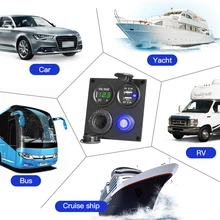 

Car charger switch Panel Voltmeter Dual USB Socket 12V 4.2A Cigarette Lighter ON/Off Rocker 4 in 1 Camper Moto power adapter