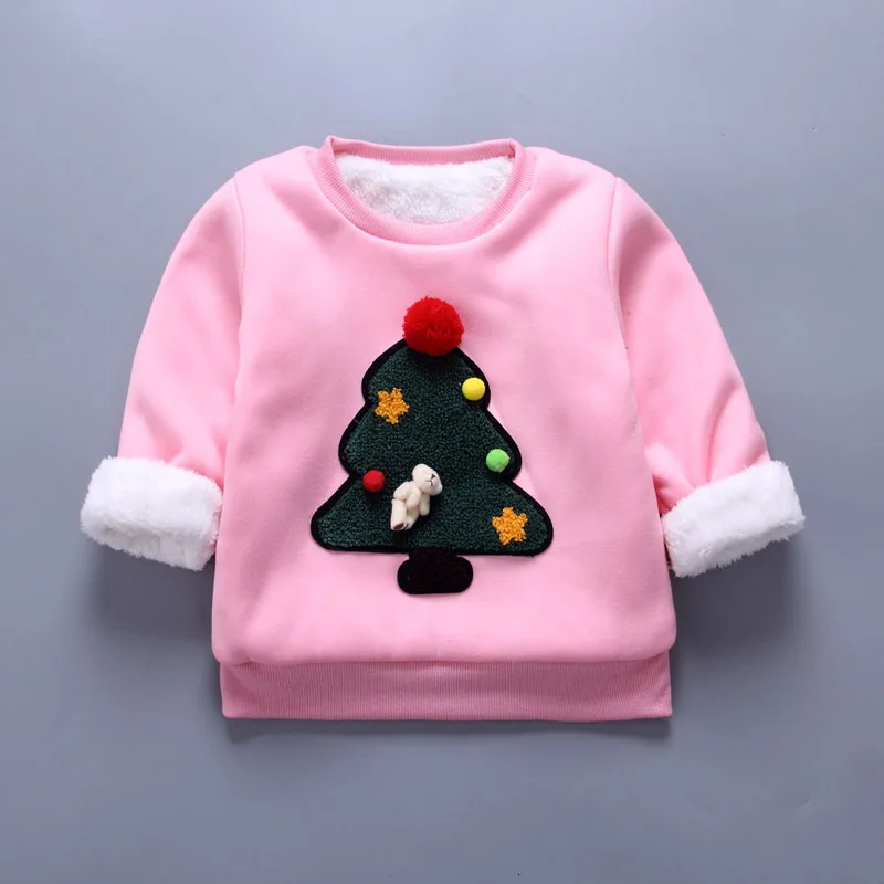 Осенне-зимние детские хлопковые свитера для мальчиков девочек, бархатный свитер с рисунком, Рождественский Повседневный хлопковый свитер для малышей