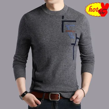 

Merino Wool 100% Sweater Men Casual O-Neck Pull Homme Winter Thick Warm Soft Cashmere Sweaters Pullover Men