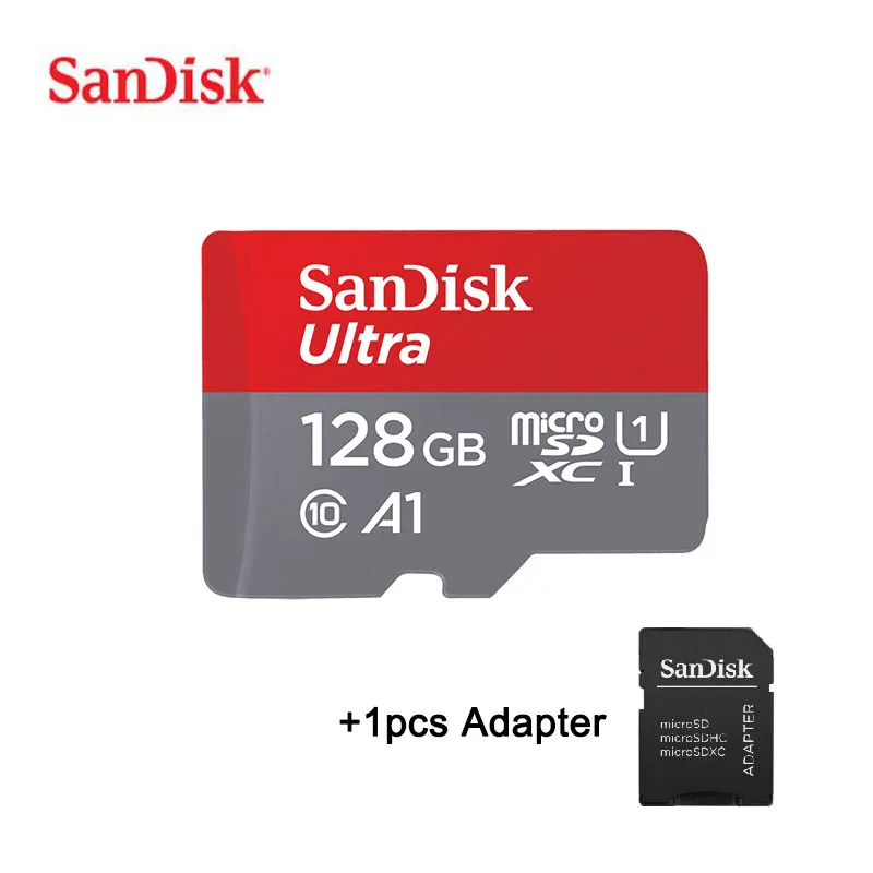 SanDisk карта Micro SD 16 г 32 г 64 г 128 г C10 U1 A1 карта памяти Micro карта для телефона компьютера SDXC SDHC скорость до 98 м/с - Емкость: 128GB Adapter