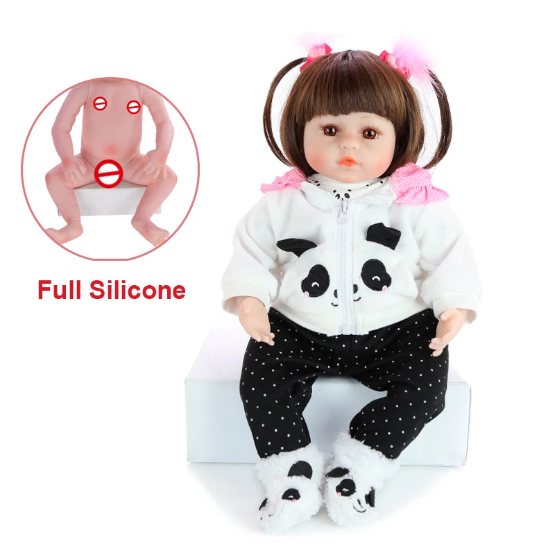 DollMai 18 &quotполный силиконовый винил Reborn Baby куклы для детей подарок на день рождения