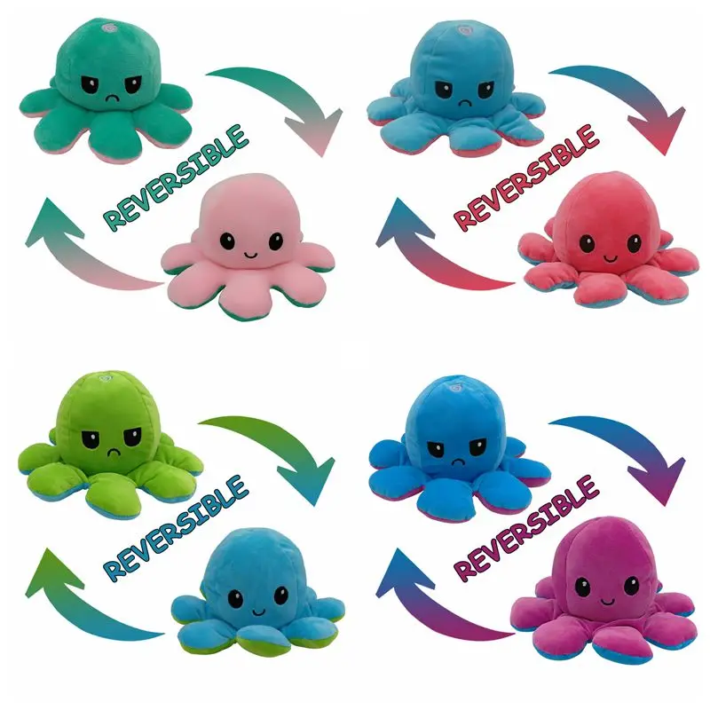

Baby Double-Sided Octopus Plush Doll Pulpo Reversible Octopus Soft Cotton Stuffed Octo Kids Gift Christma Favors Children Toys