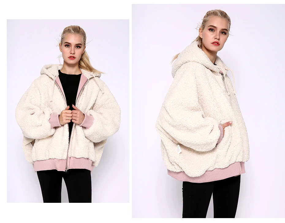 JEPLUDA Plus Size двусторонная куртка зимняя женская с капюшоном шерстяная смесь из натурального овечьего меха шуба натуральный шерстяная смесь большой размер летучая мышь женское пальто с капюшоном теплое свободное