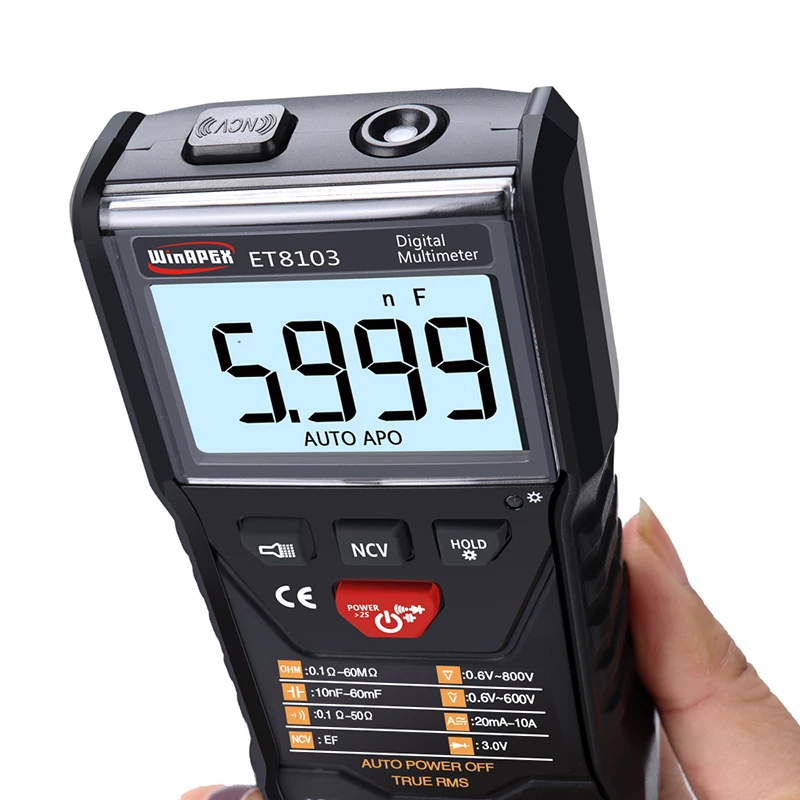 

ET8103 Full Intelligent Digital Multimeter NCV True RMS Voltage Resistance Diode Mini Portable Multimeter Electric Measure Tool