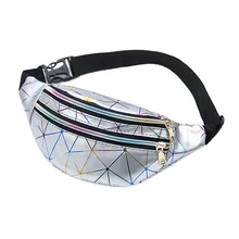 Поясные Сумки женские розовые серебряные поясные сумки женские Геометрические поясные сумки модные лазерные нагрудные Чехлы для телефона голографические Женские поясные сумки